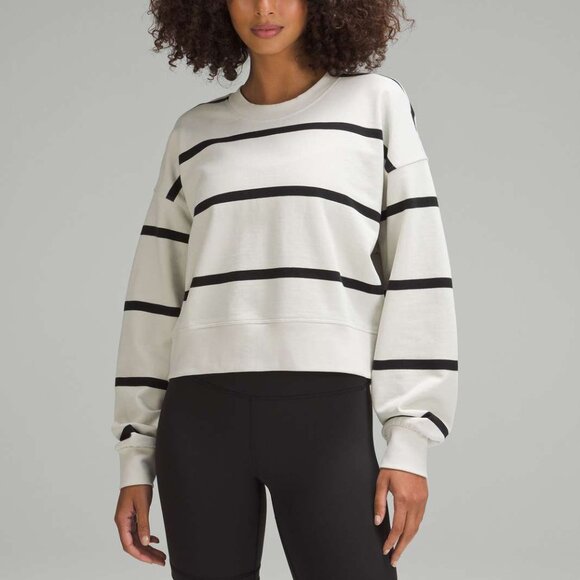 Lululemon Perfectly Oversized Cropped Crew Sweatshirt 0 Womens Striped Oversized - Picture 1 of 8